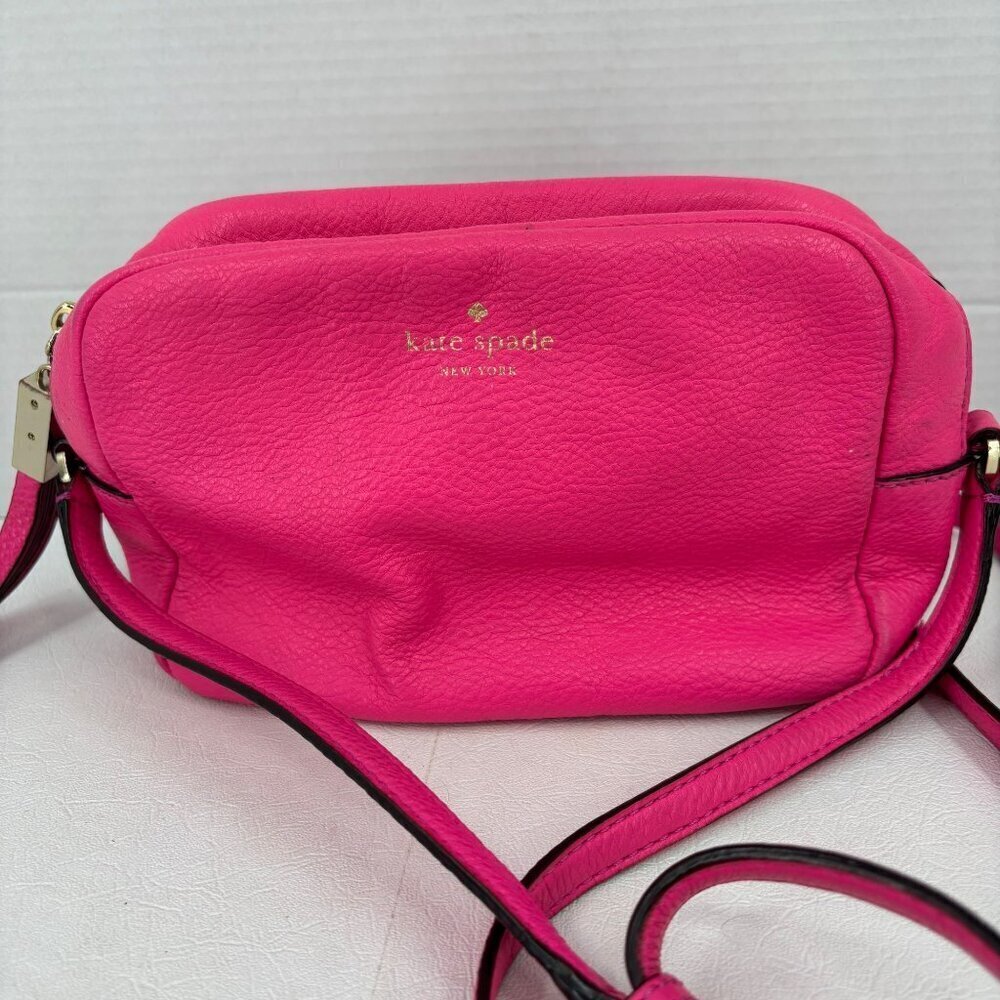 Kate Spade Mindy Crossbody Bag Pink Pebbled Leather Handbag Adjustable Strap - Picture 2 of 16